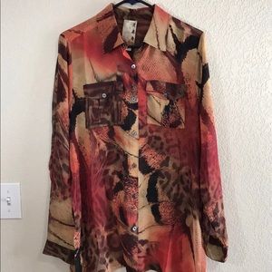 Da-Nang Boheme Silk Button Front Shirt Medium